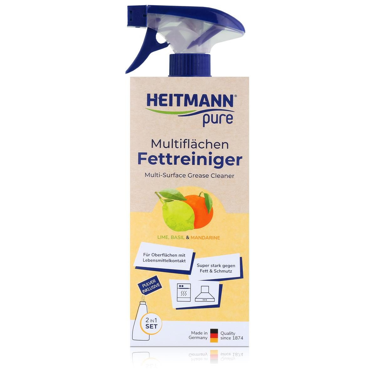 HEITMANN Heitmann pure Multiflächen Fettreiniger Flasche mit Pulver 25g (1er Pa Уборщик кухни