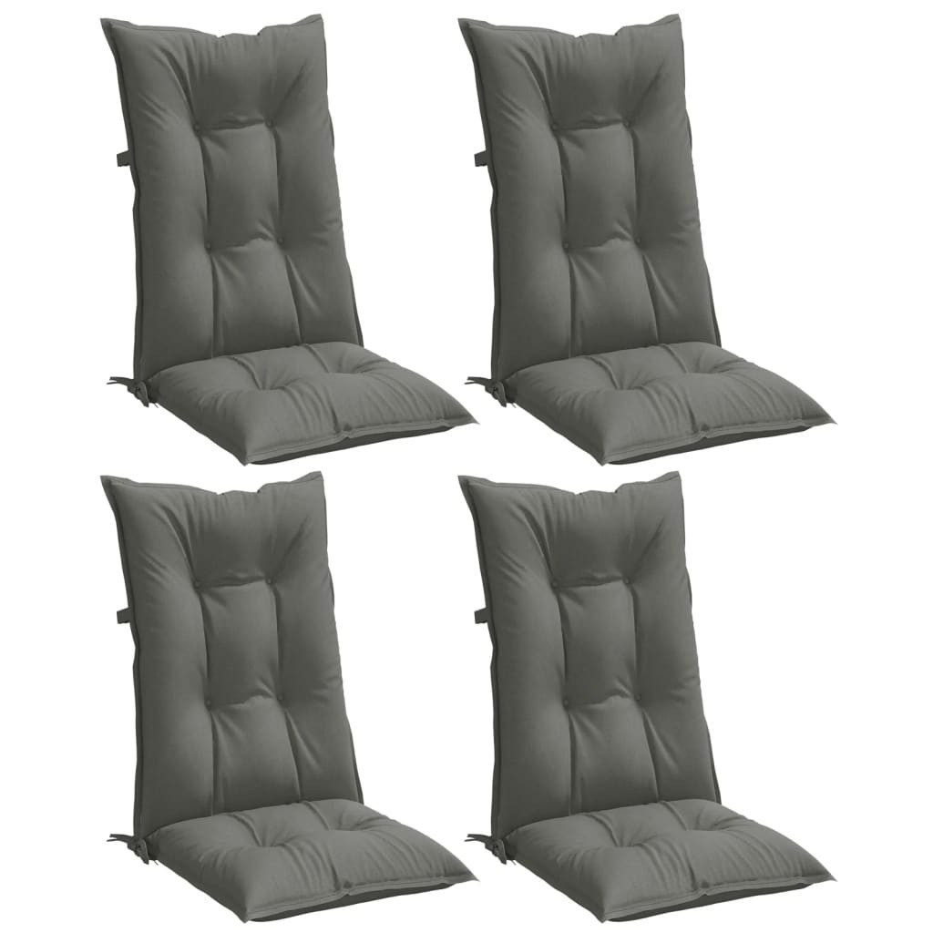 vidaXL Sitzauflage Hochlehner-Auflagen 4 Stk. Melange Dunkelgrau 120x50x7 cm Stoff, (4 St)