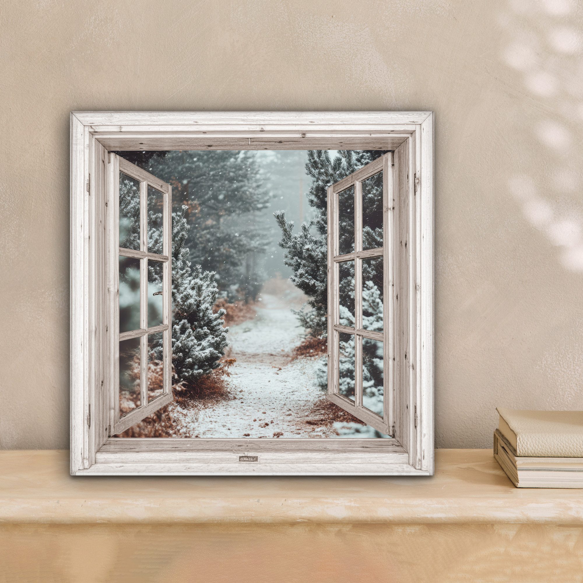 OneMillionCanvasses® Leinwandbild Wald - Winter - Bäume - Natur - Weg - Aus günstig online kaufen