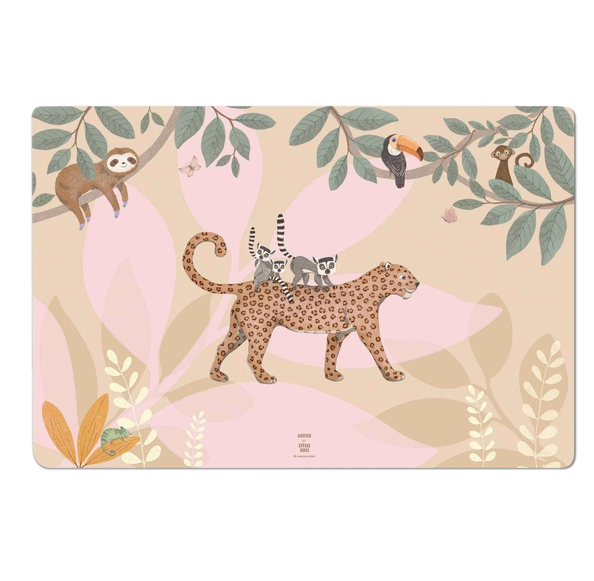 scriptum Schreibtischunterlage für Kinder – „Dschungeltiere rosa“ – 60 x 40 cm – aus Premium Vinyl, (1 tlg)