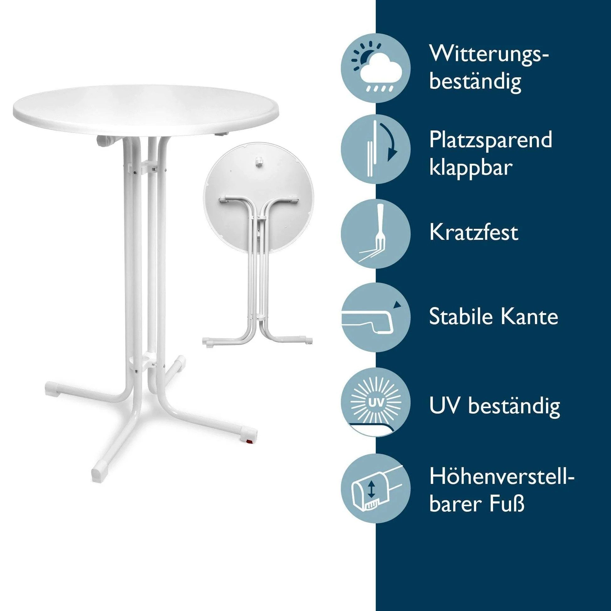 Beautissu Stehtisch Outdoor Stehtisch Bellini, klappbar, Ø80cm, Schwarz, mit Husse, inkl. Husse – wetterfest – kratzfest