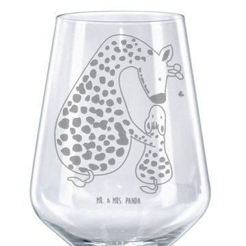 Mr. & Mrs. Panda Rotweinglas Giraffe Kind - Transparent - Geschenk, Lieblingsmensch, Spülmaschinen, Premium Glas, Luxuriöse Gravur