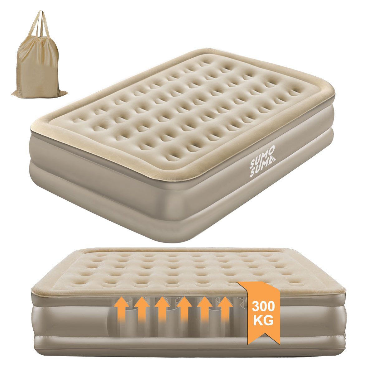 Luftbett Luftmatratze Camping für 2 Personen mit Luftpumpe und 2 Kissen