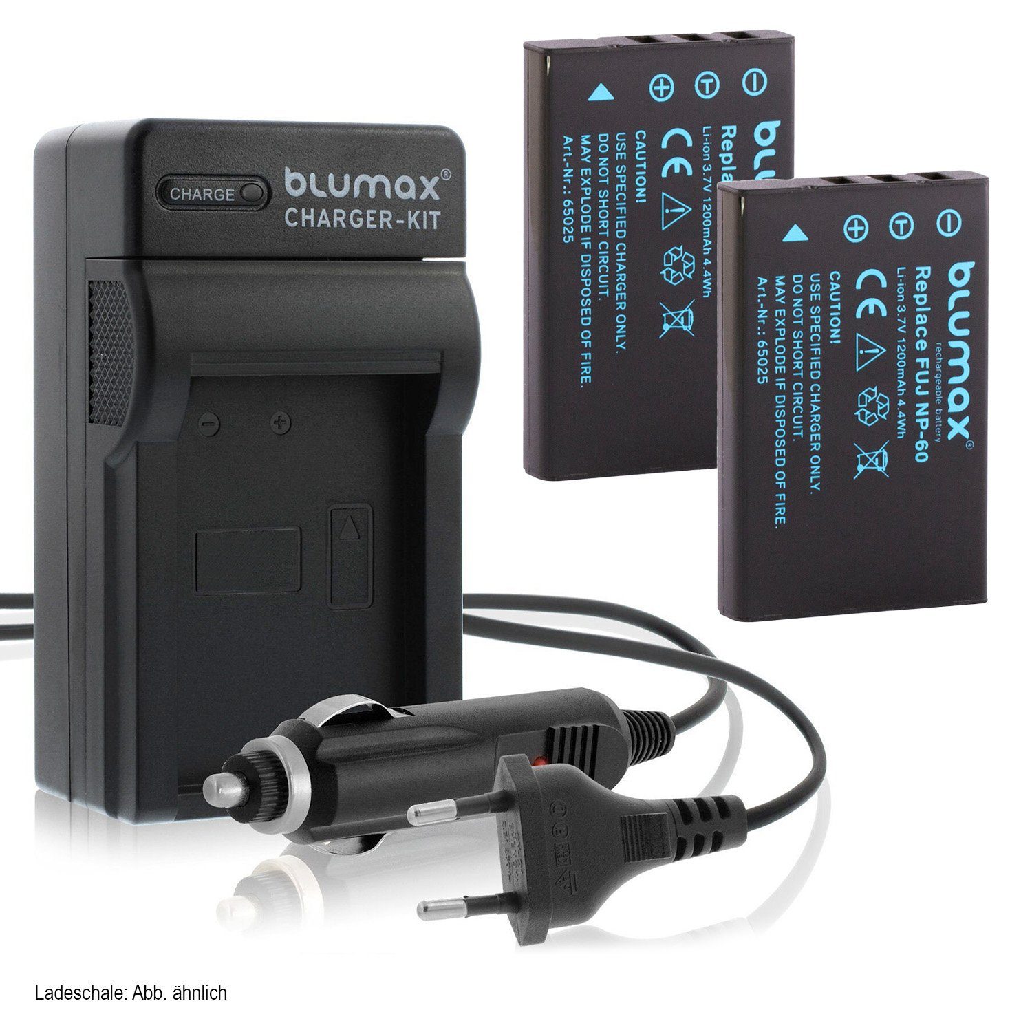 Blumax Set mit Lader für Fuji NP-60 Finepix F601 1200 mAh Kamera-Akku