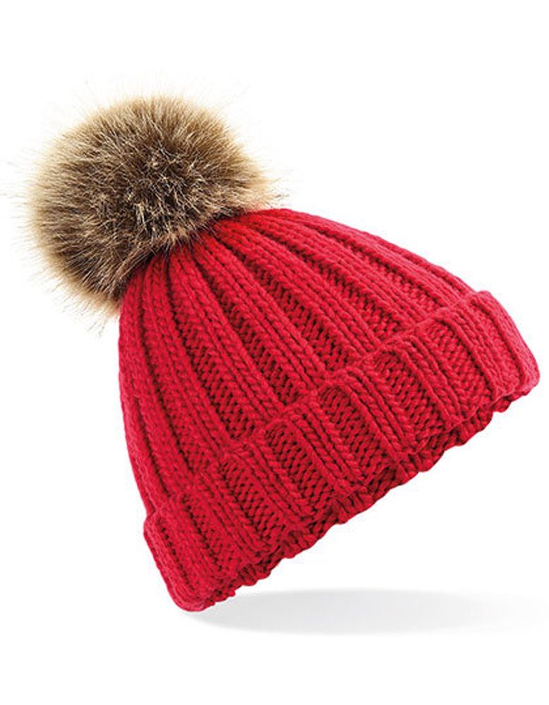 Goodman Design Bommelmütze Kinder Beanie (7 - 12 Jahre) Pudelmütze Pompon Strickmütze Luxuriöser Kunstpelz-Pompon