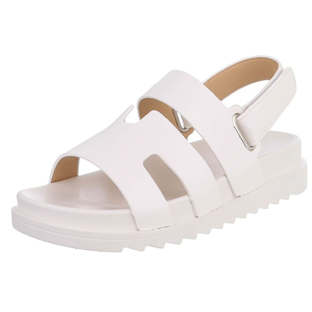 Ital-Design Bequeme Damen Sandalen mit verstellbarem Riemen Riemchensandalette (91512326) Keilabsatz/Wedge Keilsandaletten in Weiß