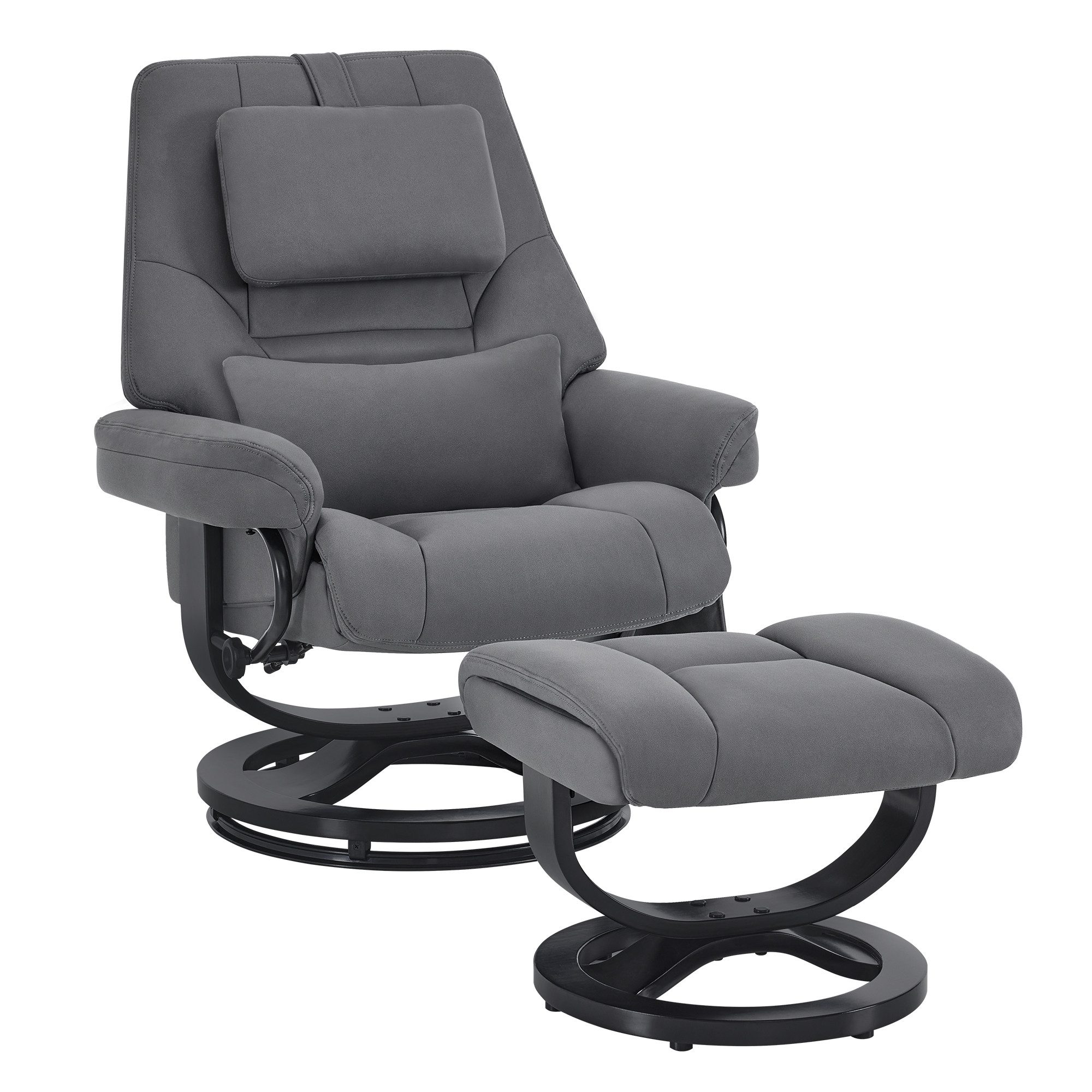 MCombo Relaxsessel M MCombo Relaxsessel mit Liegefunktion, Lesesessel mit Hocker, 9046 (Relaxsessel inkl. Hocker), 360° Drehbarer, mit Verstellbares Kopfkissen, Lendenkissen