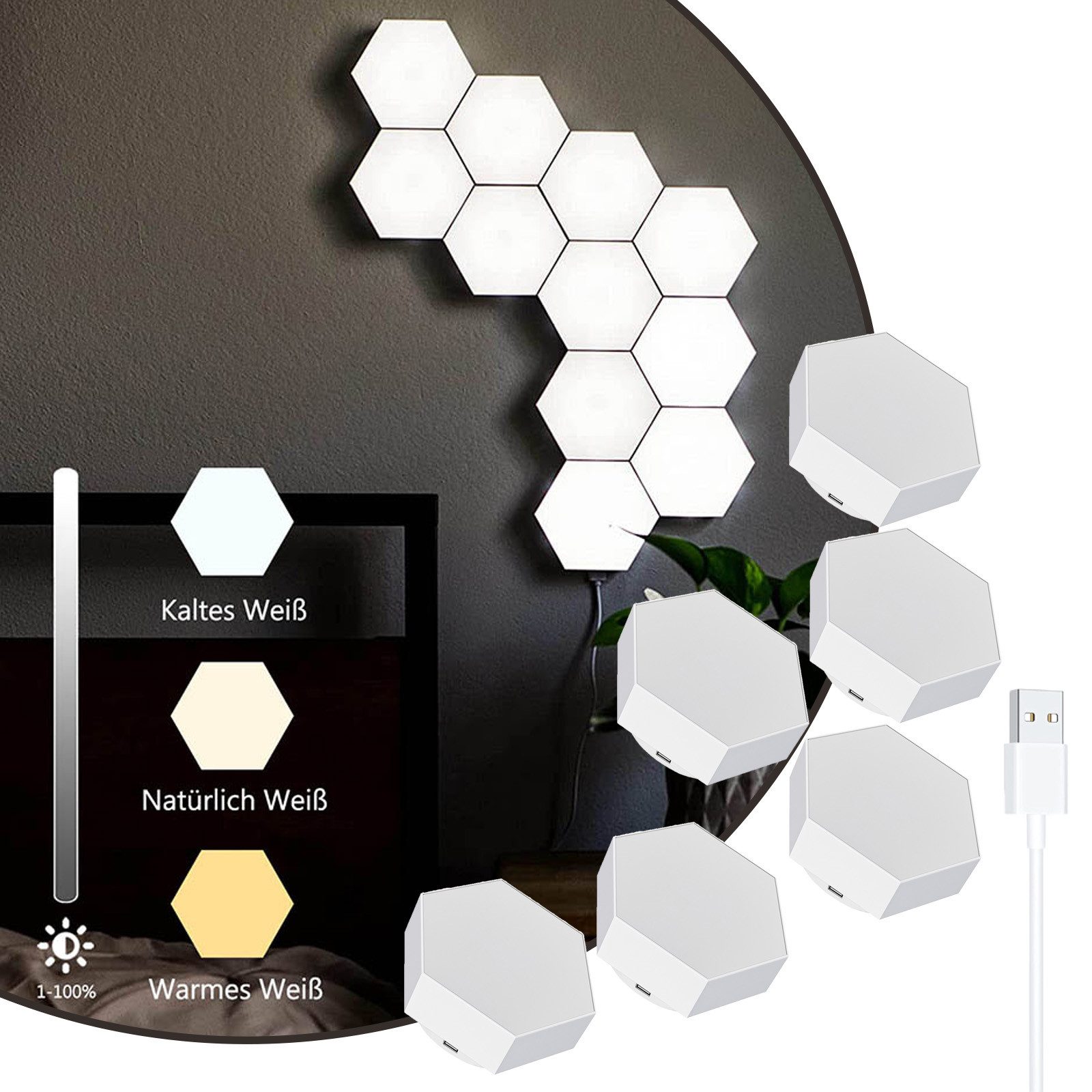 Jibenhome LED Dekolicht Sechseckige LED Wandleuchte Dimmbar Gaming Panel He günstig online kaufen