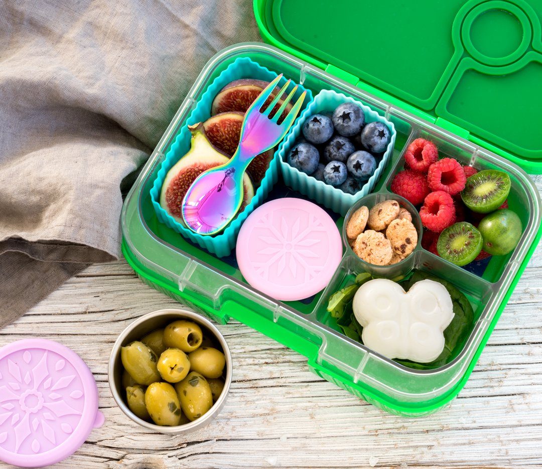 LEKKABOX Campinglöffel Mini Edelstahl Göffel, 10cm - Gabel Löffel Spork klein Kinder Brotdose, Extra klein, nur 10 cm lang – passt in jede Brotdose