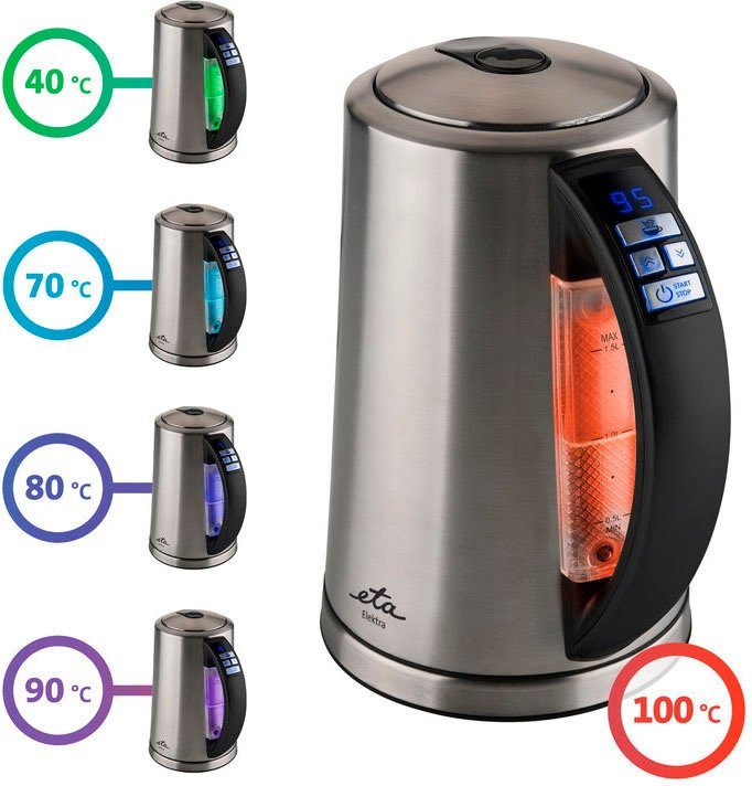 eta Wasserkocher ELEKTRA ETA359790000, 1,5 l, 2200 W, Temperaturregelung 40 - 100 °C, KEEP WARM Funktion, System STRIX