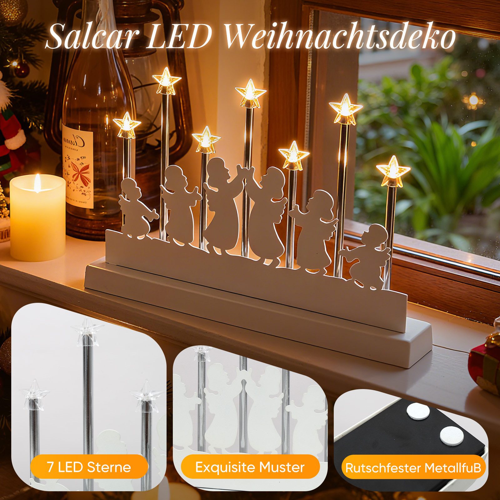 Salcar LED Schwibbogen LED Lichterbogen Weihnachten Fensterleuchter 7 Warmw günstig online kaufen