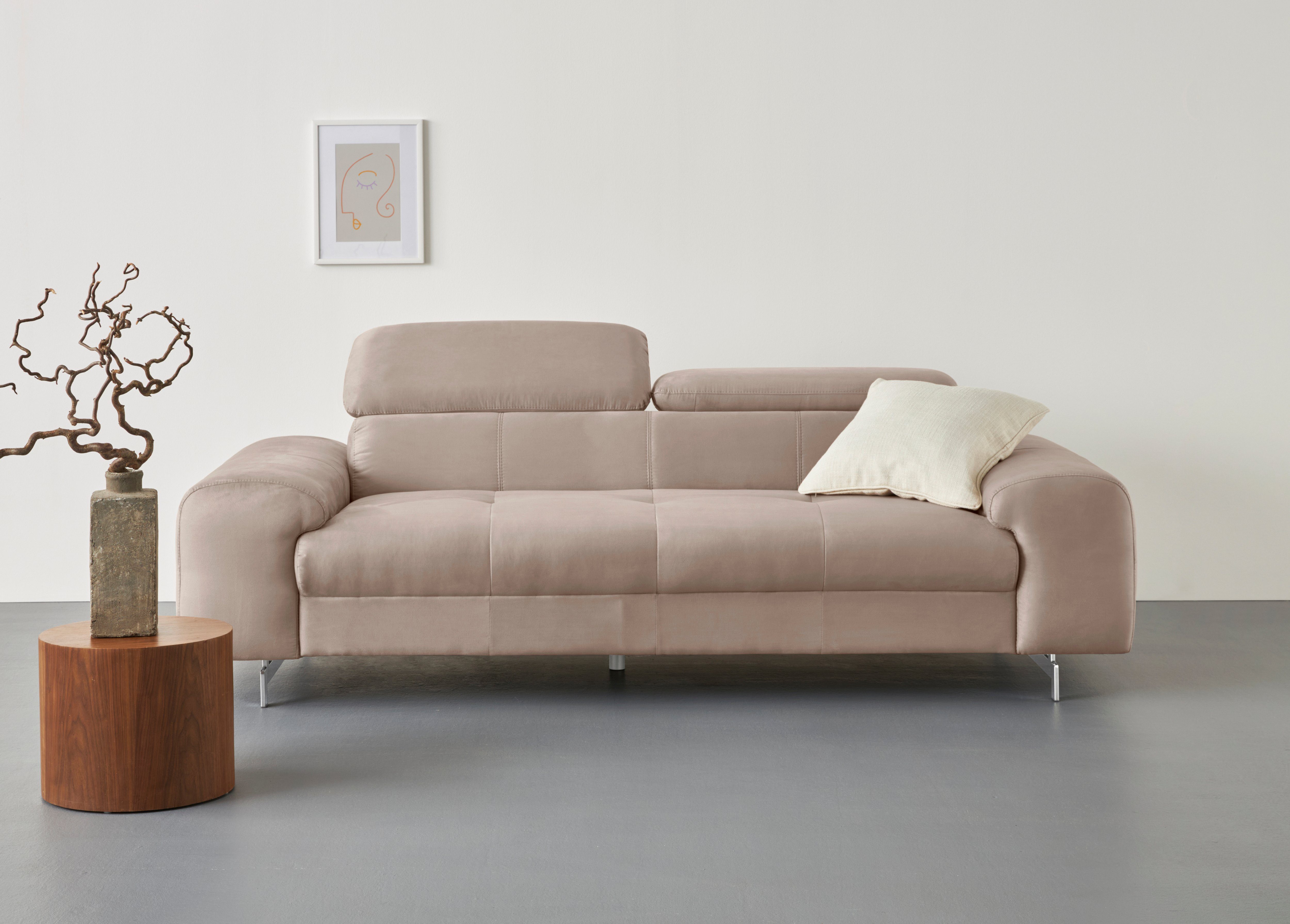 COTTA 3-Sitzer Chef, Big-Sofa mit Kopfteilverstellung, edle Metallkufen günstig online kaufen