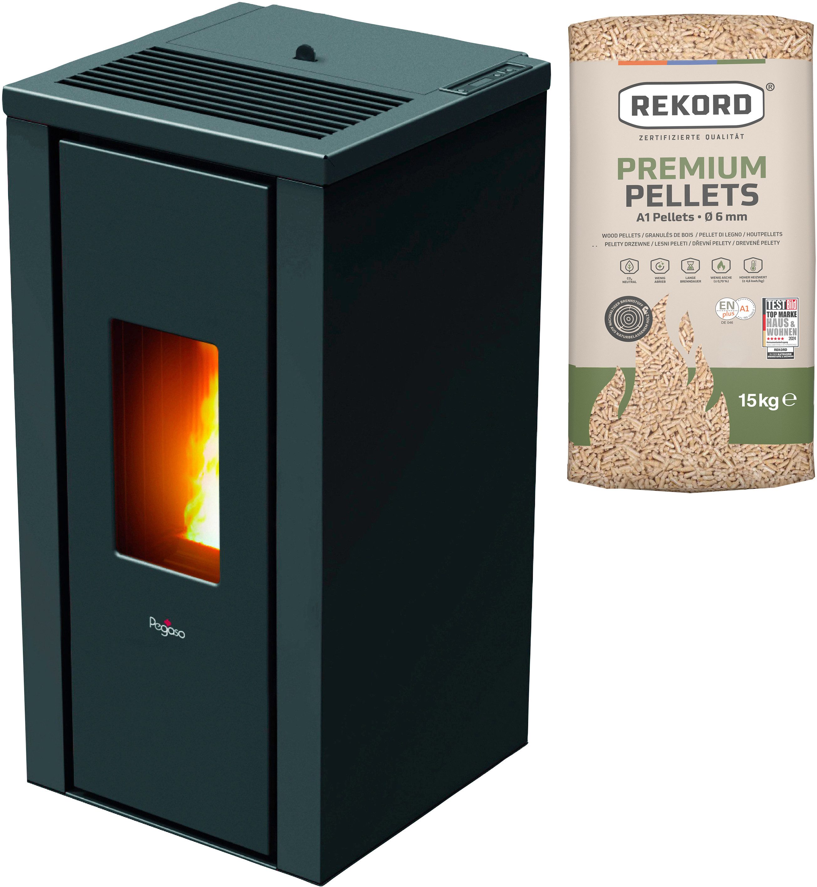 Pegaso Pelletofen VERA, 7 kW, Zeitbrand, Stahl