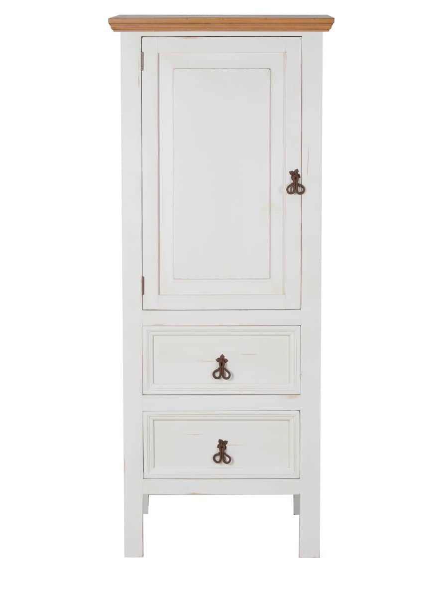 MiaMöbel Hochschrank Mexico aus massivem Pinienholz Weiß