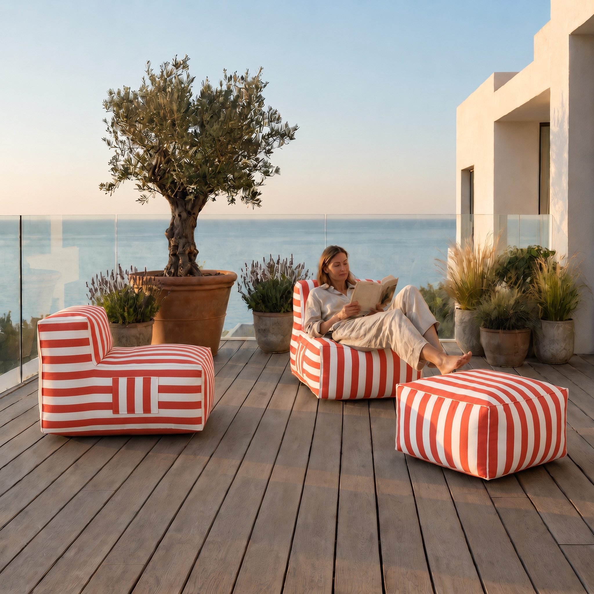 Muffo Gartenlounge-Set SOFT SET 4, (Set), mit Schaumstoffgranulat-Füllung, wasserabweisend, UV-beständig