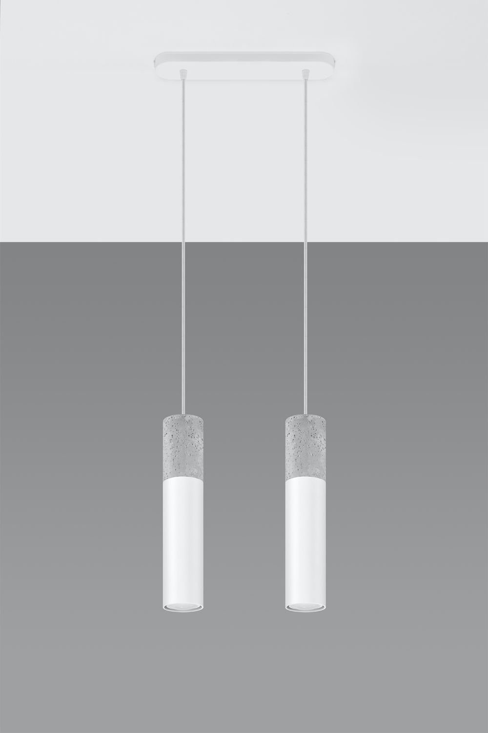 JUNIA, Esstisch Metall Hängeleuchte verstellbar Weiß ohne Pendelleuchte Licht-Erlebnisse Beton Kücheninsel Leuchtmittel, Grau