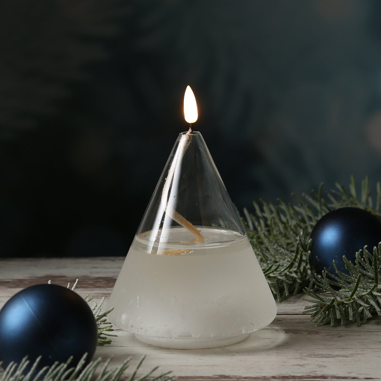 MARELIDA LED-Kerze »LED Kerze im Glas Kegelform Öllampe Flüssigwachs ...