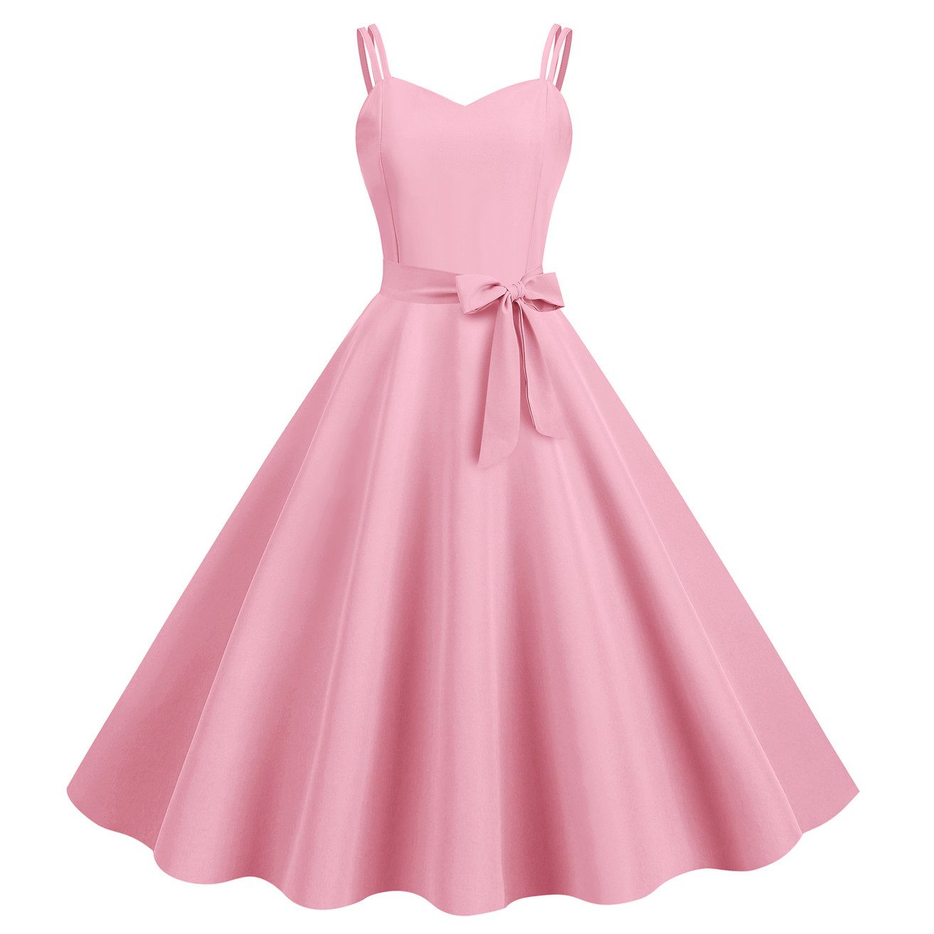 ZWY Spaghettikleid Strapskleid rockabilly kleider damen rosa,Off-Shoulder-Kleid, (Anlass: Hochzeit, Festival, Party, Geschenk) kleider damen festlich,kleider für hochzeitsgäste,A-Linien-Kleid