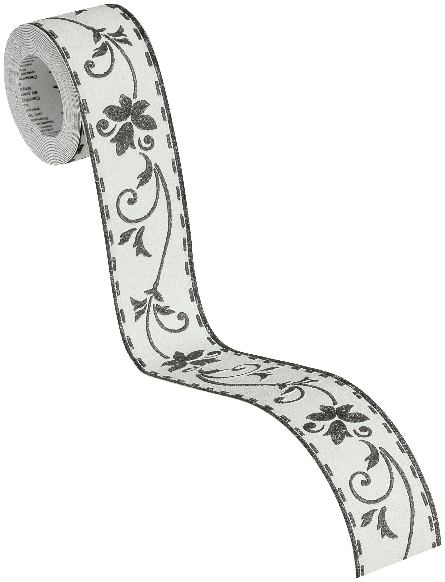 A.S. Création Bordüre Only Borders, aufgeschäumt, Barock, gemustert, ornamental, Tapete Bordüre Struktur Blumen Floral Selbstklebend Borte modern Optik