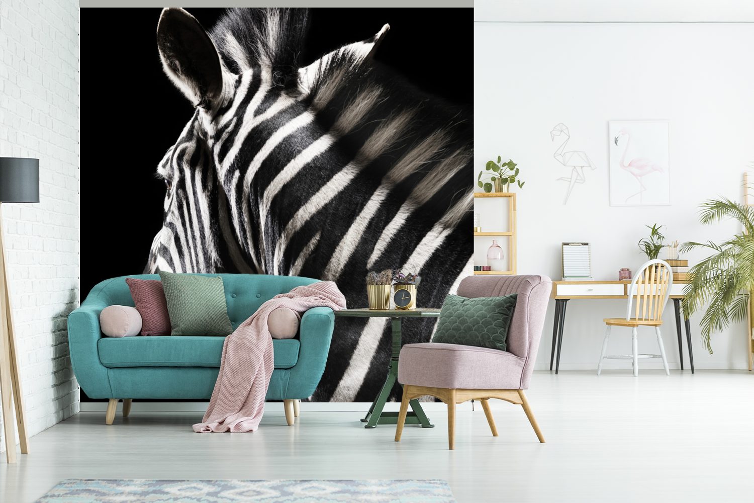 MuchoWow Fototapete Zebra - (5 bedruckt, Wandtapete Wohnzimmer Tapete - Schlafzimmer, Matt, Vinyl oder St), für Weiß, Tier