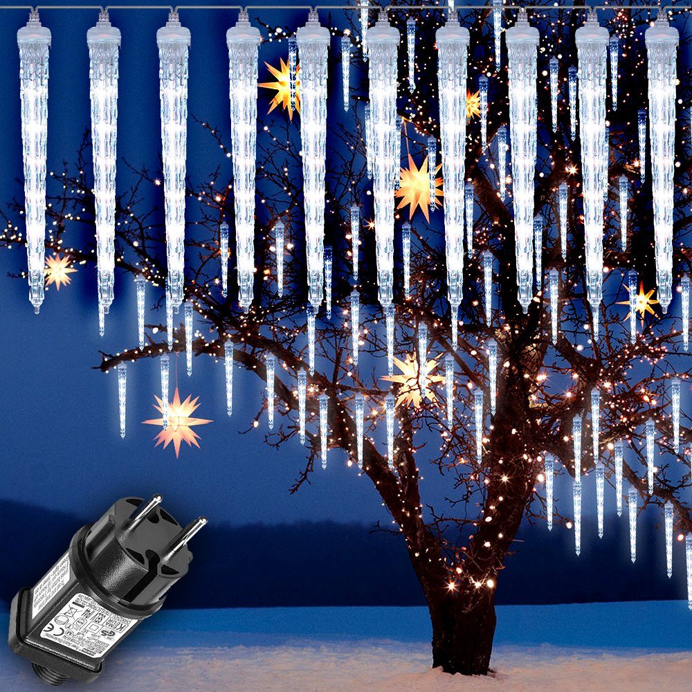 Sunicol LED-Lichterkette 2.8M LED Lichterkette Eiszapfen,Außen Eisregen Lichter,Weihnachtliche, 96-flammig, IP65 Wasserdicht