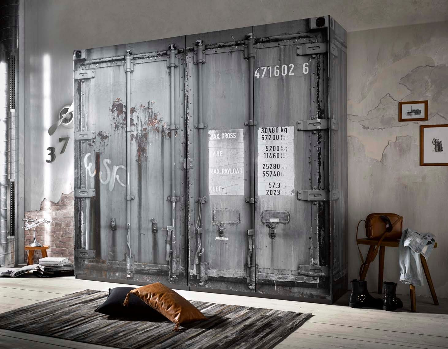 möbelando Kleiderschrank »Container« Stylischer Kleiderschrank 4türig