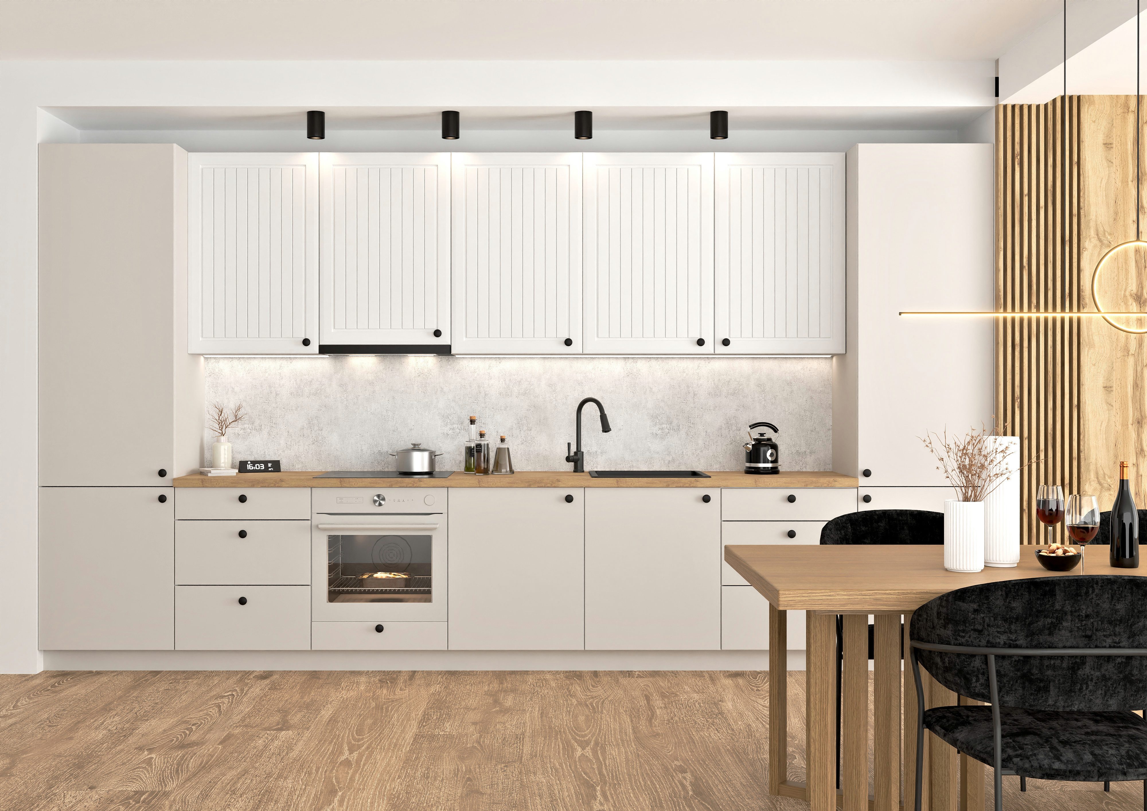 ROYAL24_MARKT Küchenzeile KS5-G420 - Arvion & Morvex – Moderne Komplettküche mit viel Stauraum, (Komplett Set), Top Stoffe - Exklusiv - Hochwertig