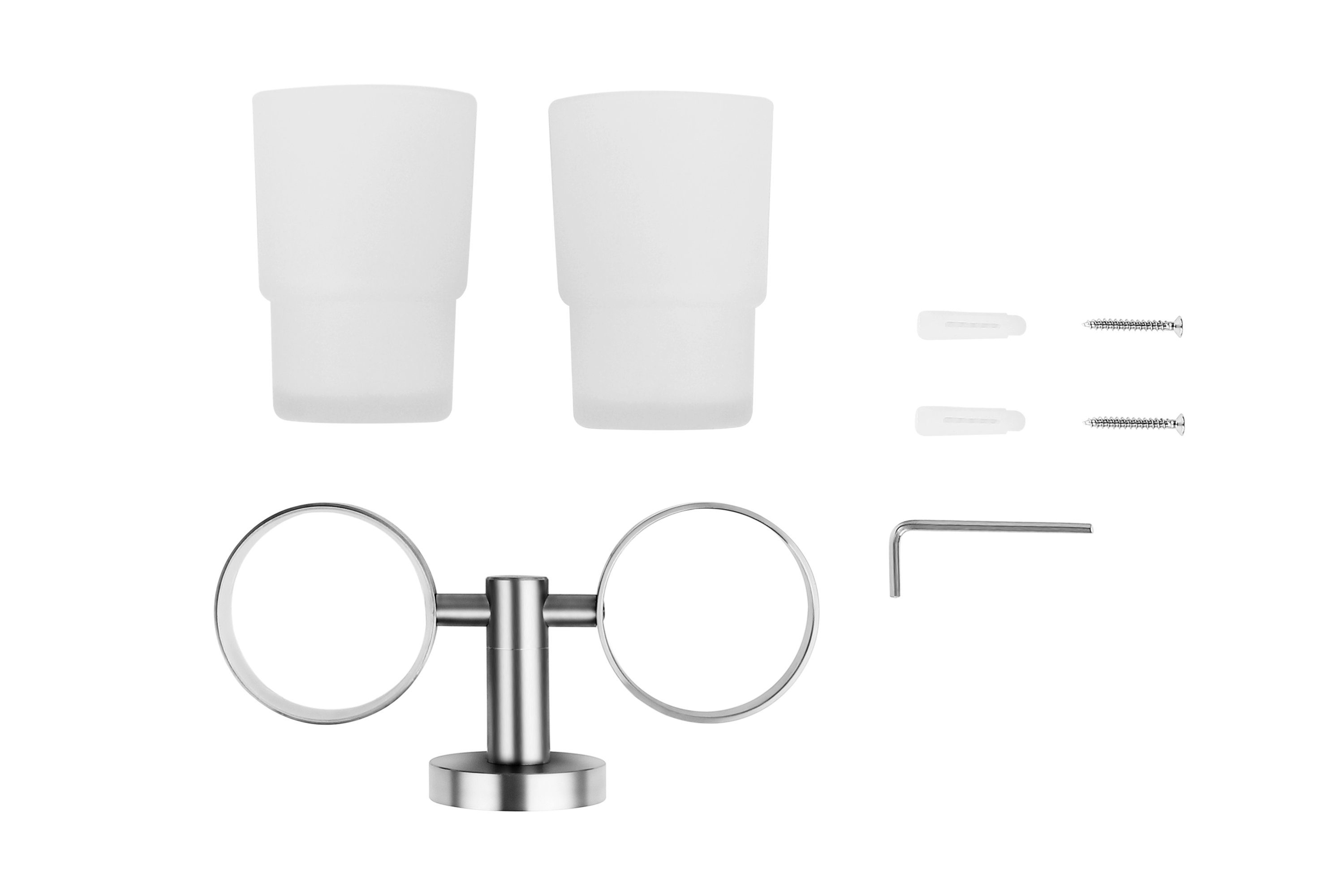 Ambrosya Zahnbürstenhalter Zahnbürstenhalter aus Edelstahl mit Glas - Zahnputzbecher Halter, einfache Selbstmontage