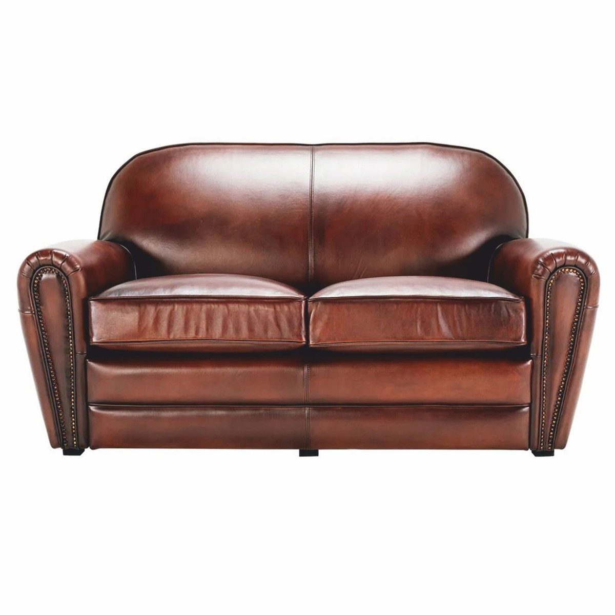 Casa Padrino Sofa Casa Padrino Luxus Leder Sofa Braun / Schwarz 190 cm - Echtleder Möbel