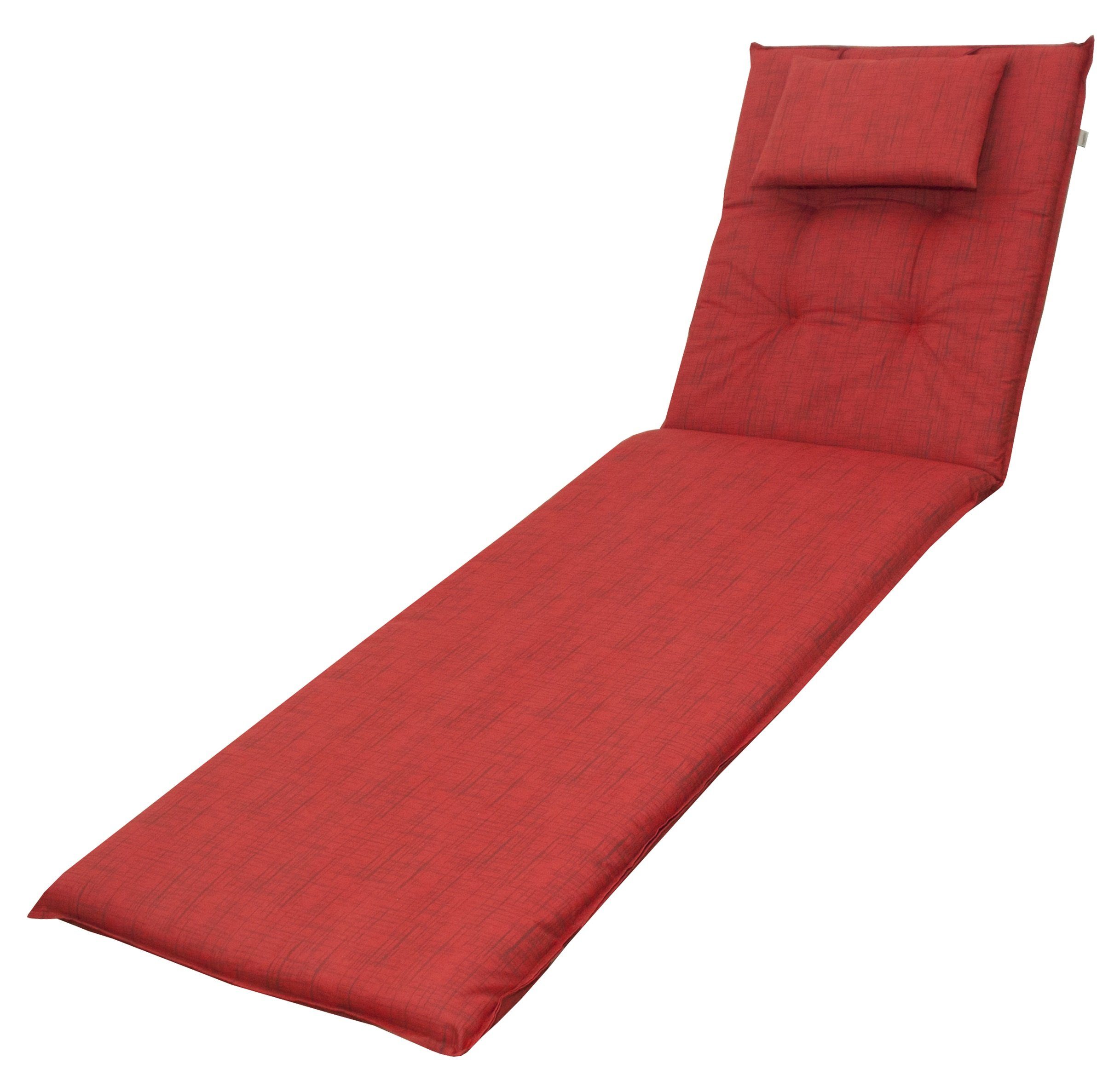 doppler® Liegenauflage 6998 rot Auflage für Liege Kissen Polster Einlage 200x60 cm, (1 St., 1 Auflage), für Gartenliegen UV-beständig mit abnehmbaren Kopfkissen