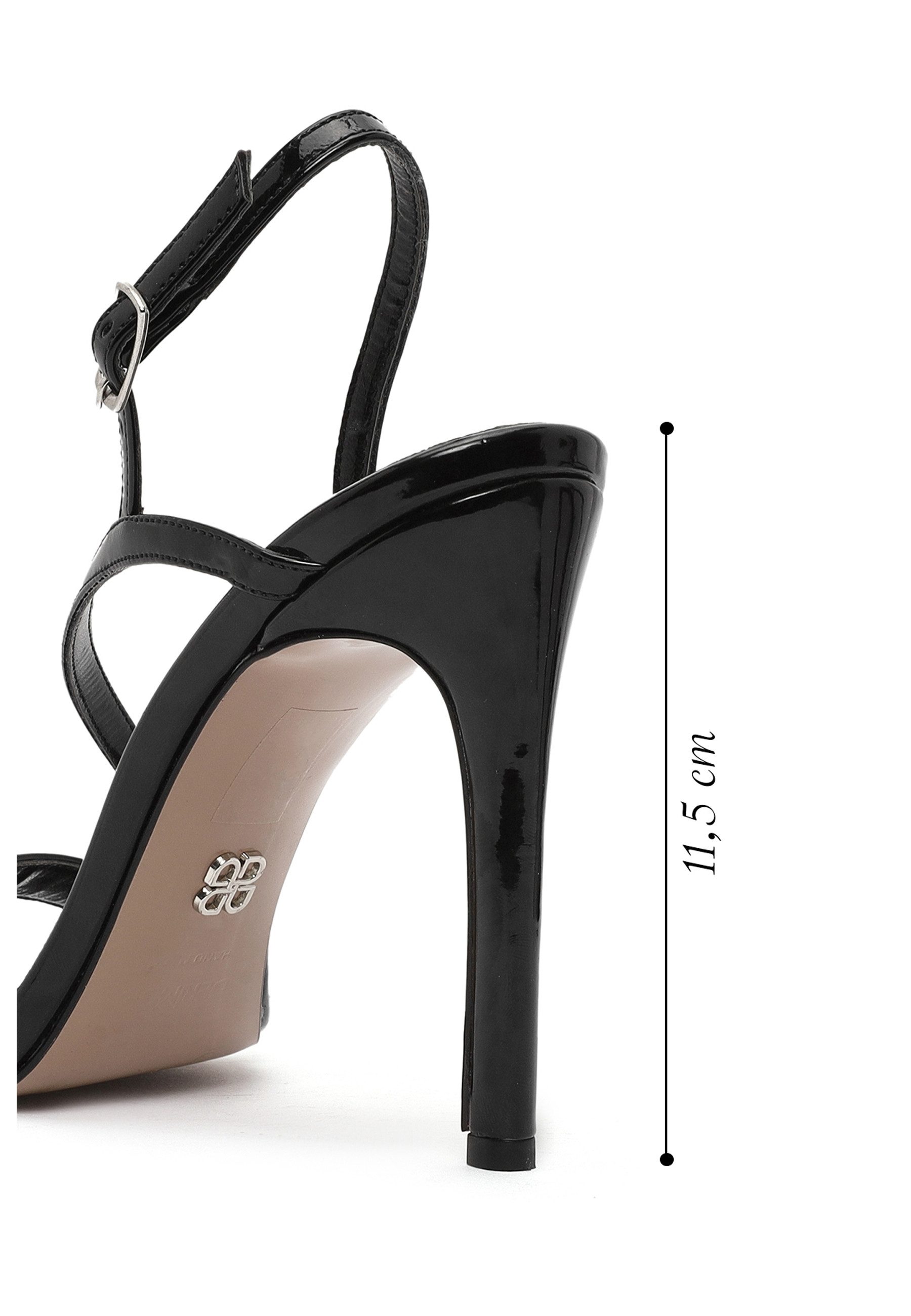 Derimod Sandaletten mit hohem Absatz aus Kunstlackleder Sandale Karree-Spitze, Stiletto-Absatz, Synthetikleder, Schnallenverschluss