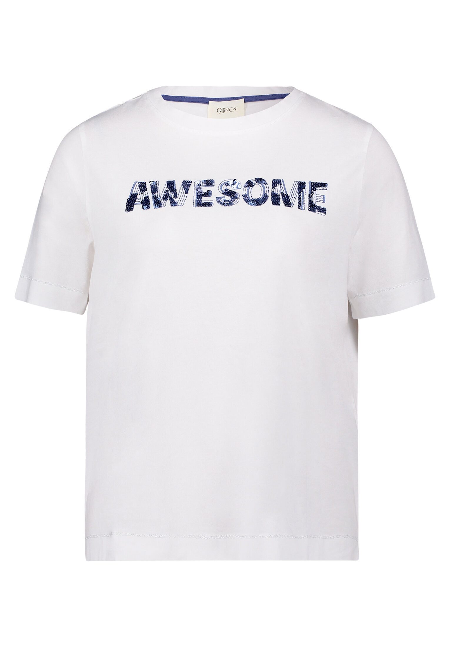 Cartoon Kurzarmshirt Damen kurzarm (1-tlg) Pailletten