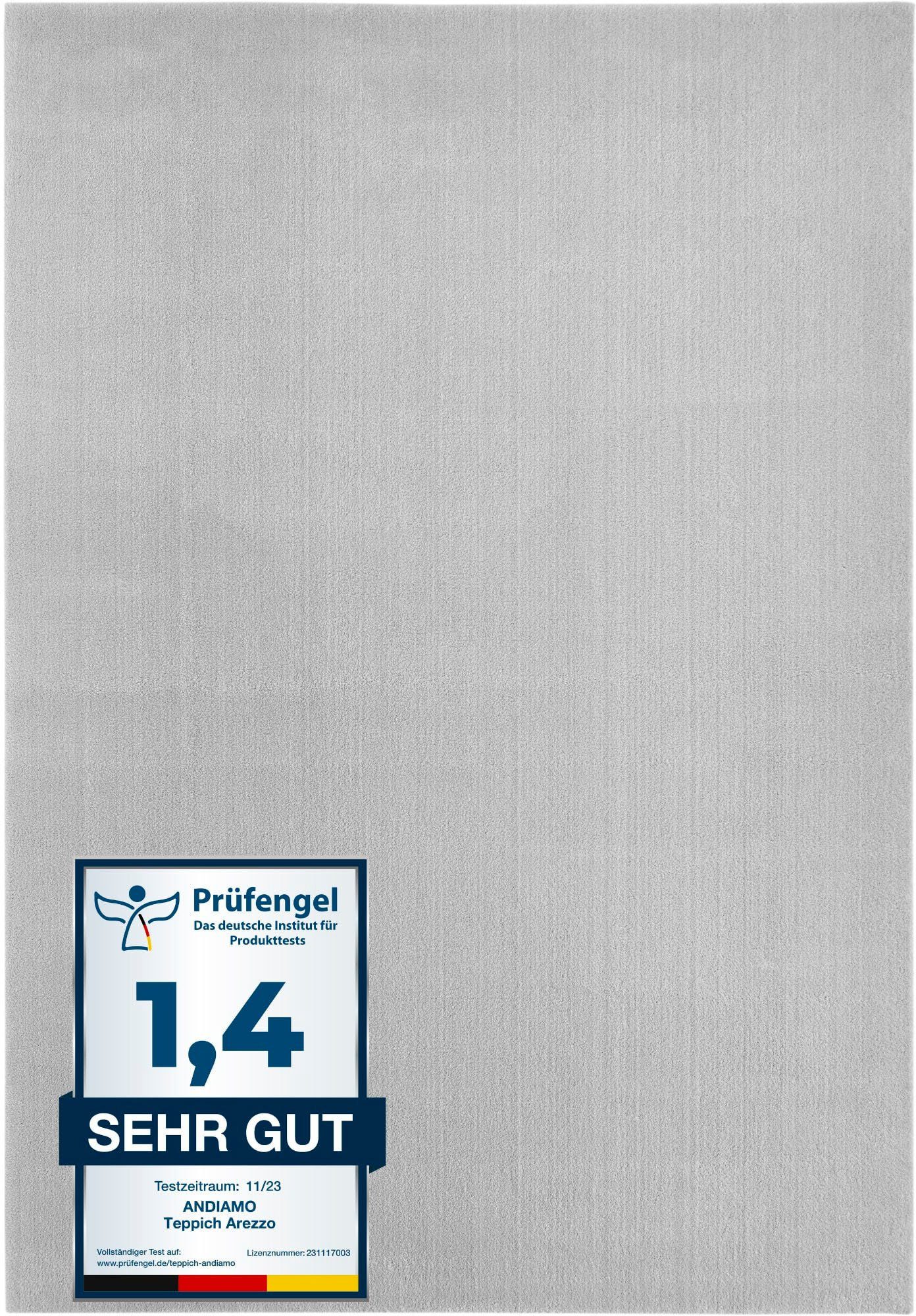 Andiamo Teppich Arezzo, rechteckig, Höhe: 16 mm, Uni Farben, weicher Flor, waschbar, ideal im Wohnzimmer & Schlafzimmer