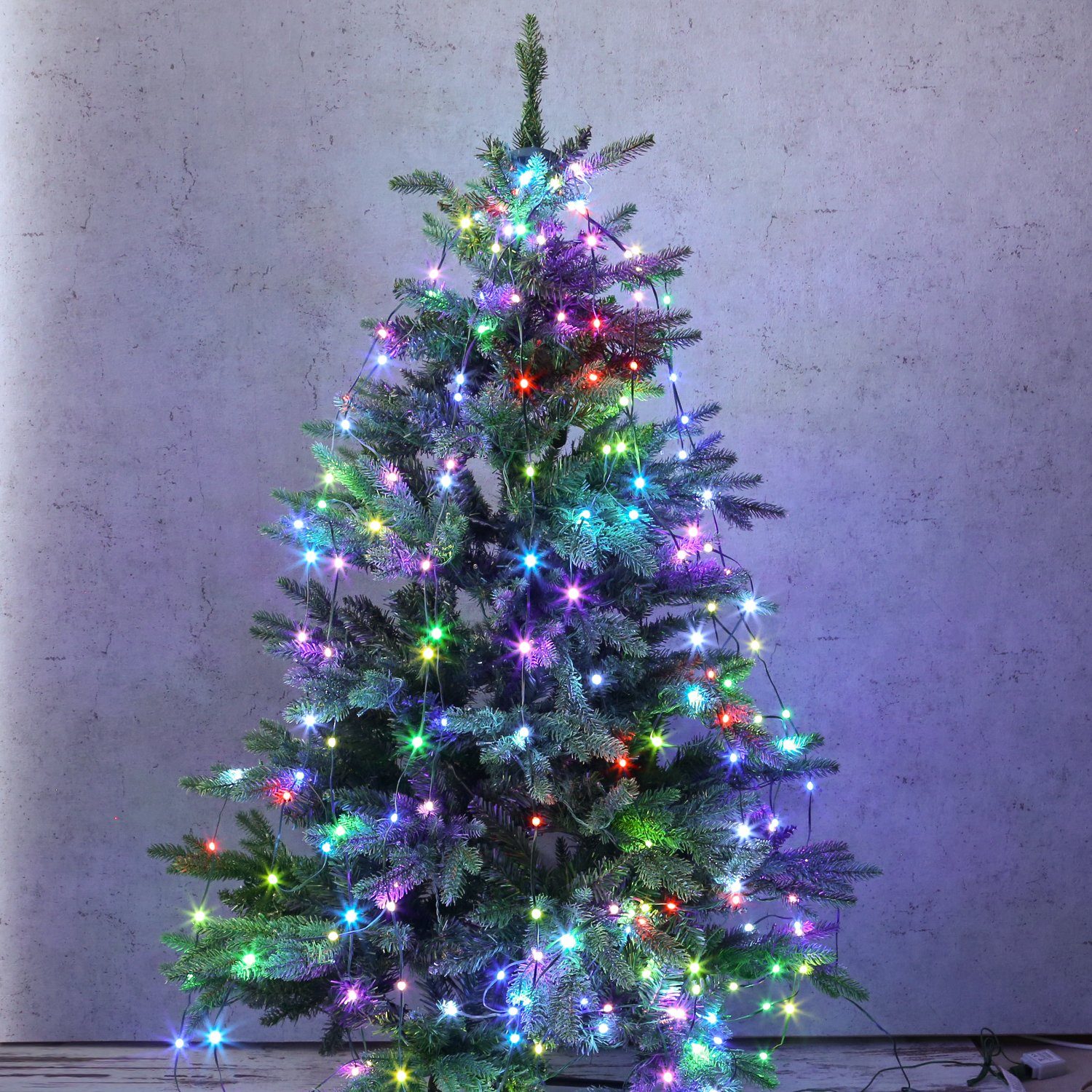 MARELIDA LED-Baummantel LED Lichterkette 10 Stränge 180LED bunt 13Funkt. Fernbedienung 1,8m, 180-flammig