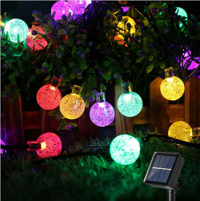 Alster Herz LED Solarleuchte Solar Lichterketten Garten, 5m 20LED Kristallkugel, H094, Bunt, Beleuchtung für Garten Terrasse Bäume