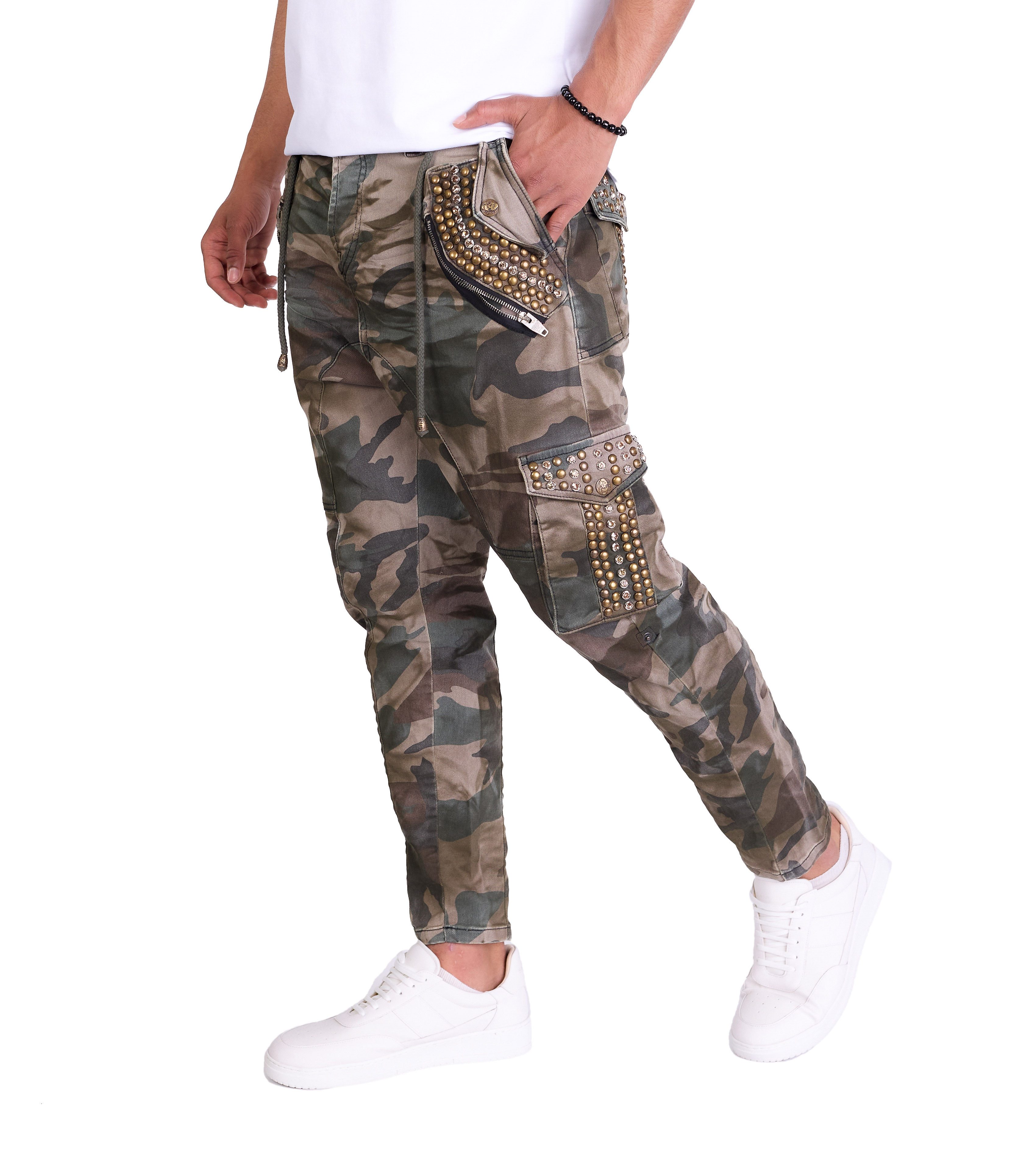 KINGZ Cargohose Lässige Herren Freizeithose Military günstig online kaufen