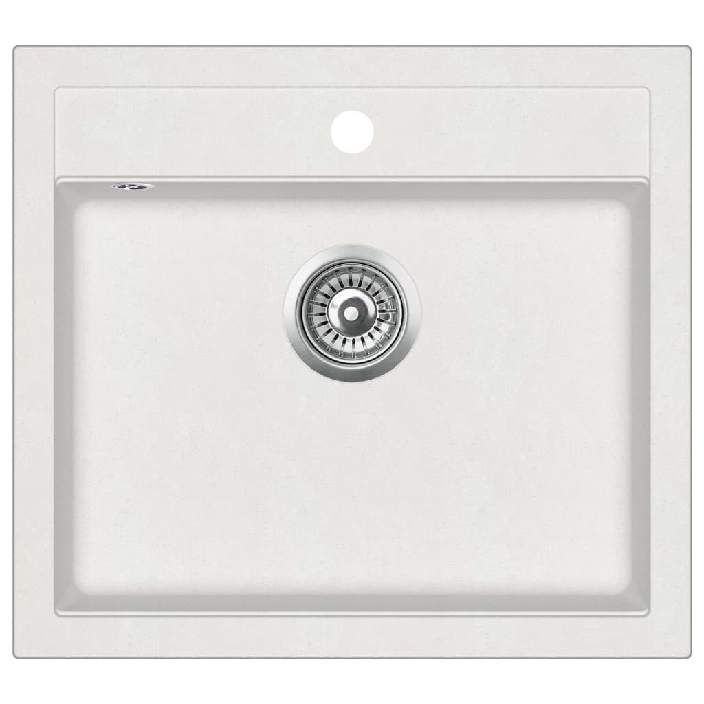 vidaXL Küchenspüle Küche Spülbecken Granitspüle Einzelbecken Weiß, 56/51 cm