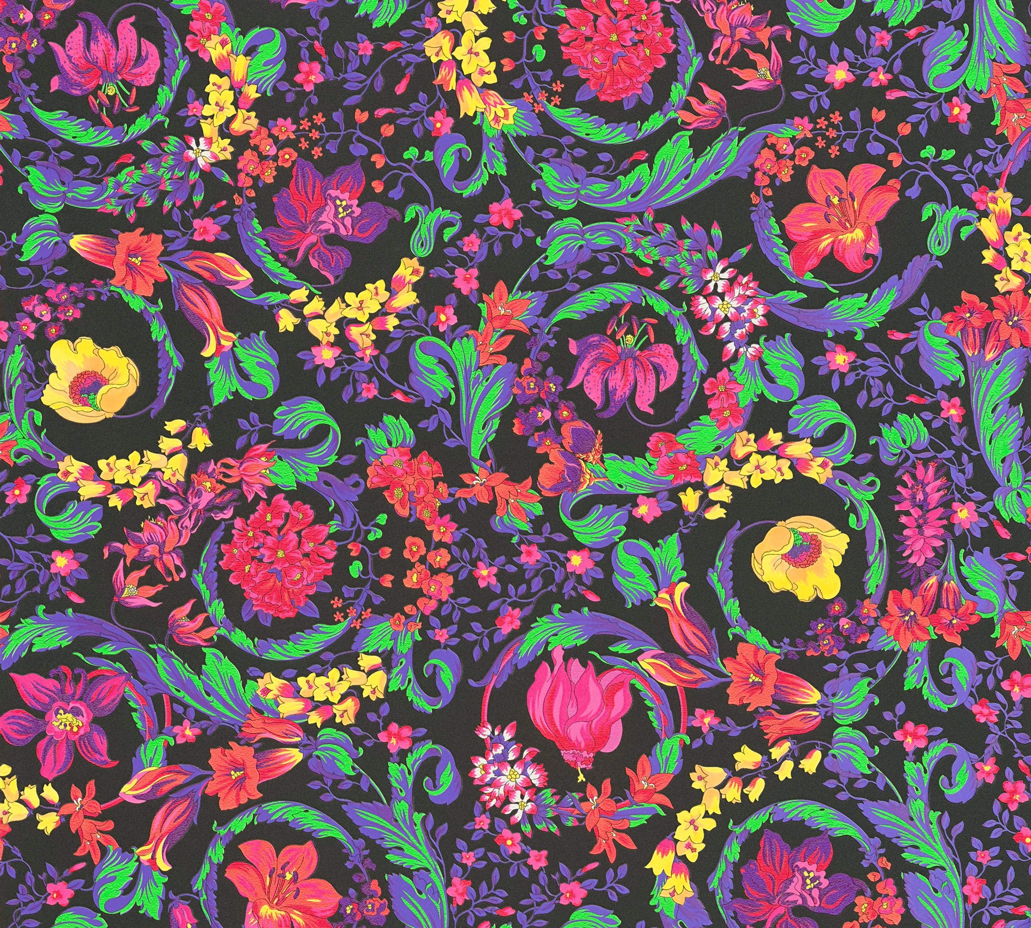 Versace Vliestapete Wallpaper Versace 5 Floral, leicht strukturiert, abstrakt, gemustert, leicht glänzend, (1 St), Designertapete Обои Wohnzimmer Schlafzimmer Küche Flur Design Optik