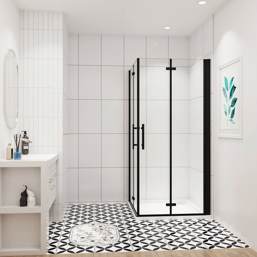 duschspa Eckdusche 185cm ESG Nano Glas Duschkabine Scharniertür Falttür Dus günstig online kaufen