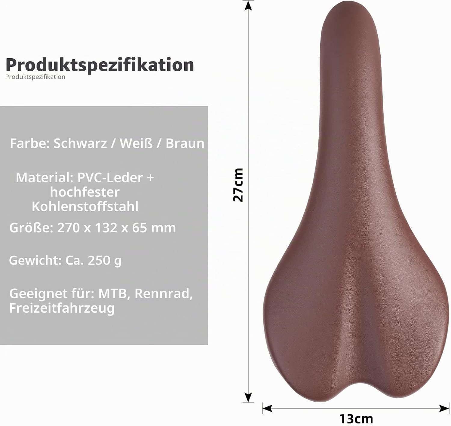 ROCKBROS Fahrradsattel Leichter Fahrradsattel ergonomisch atmungsaktiv für Damen und Herren