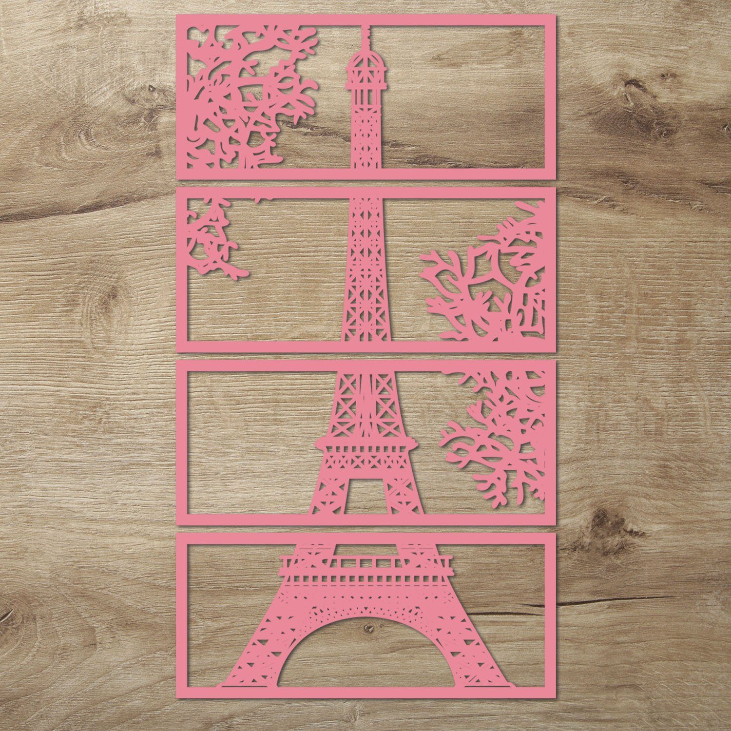 Namofactur Wanddekoobjekt XXL Eiffelturm Holz Wanddeko Wandbild Rosa | Wandobjekte