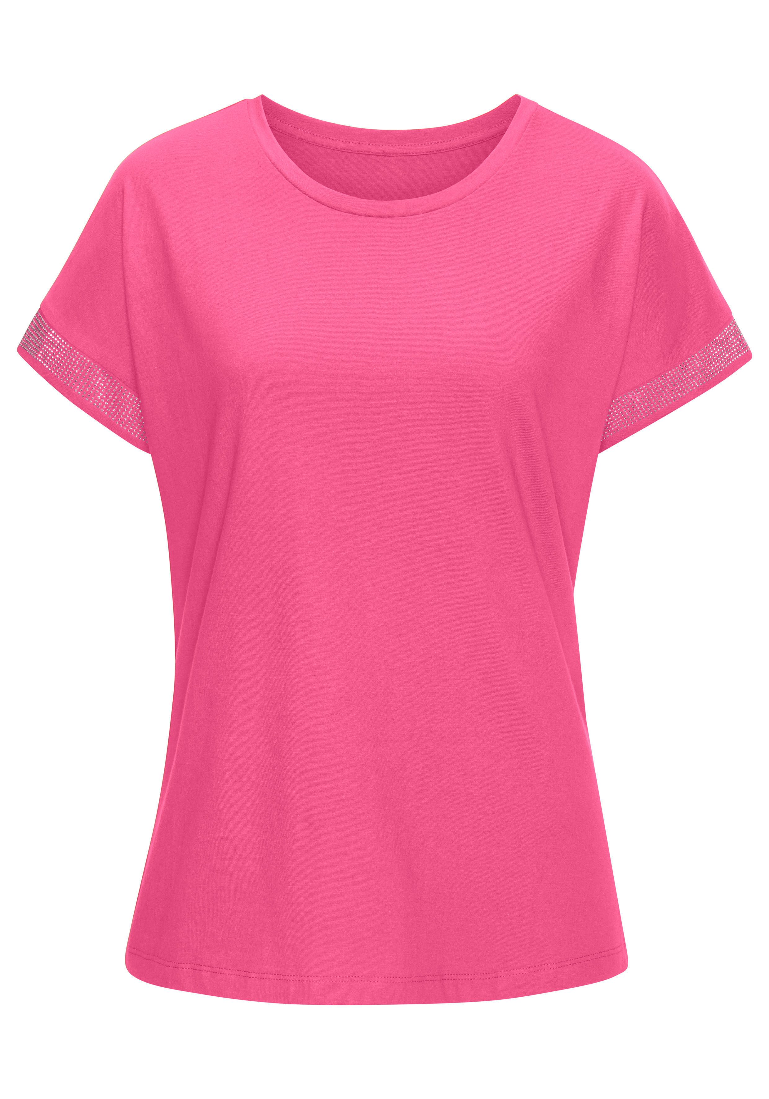 LASCANA Kurzarmshirt mit glitzernem Strass-Design am günstig online kaufen