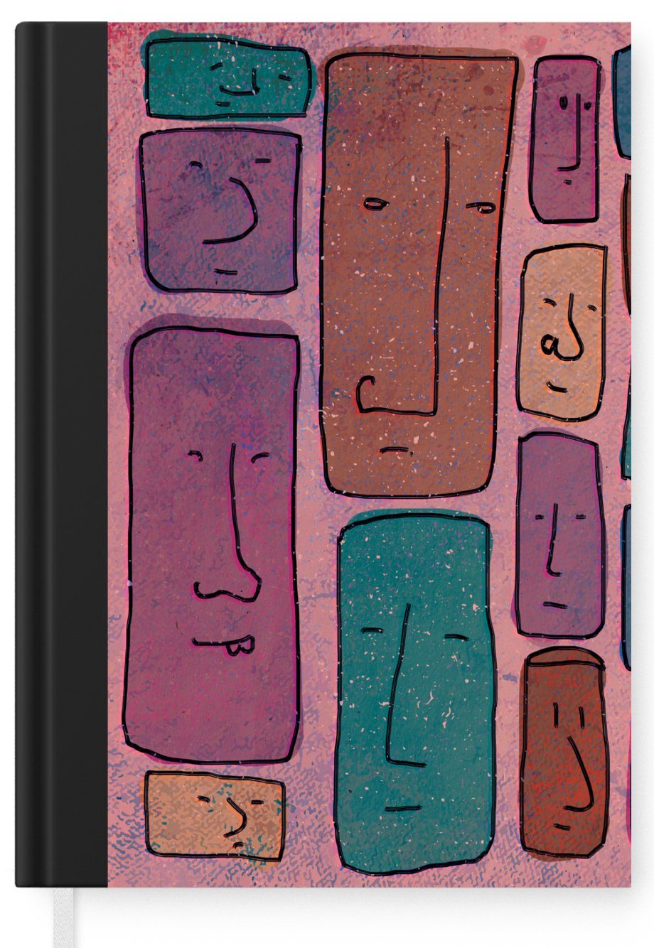 Merkzettel, Seiten, Kunst - A5, MuchoWow - Tagebuch, - Notizheft, Muster, Journal, Haushaltsbuch Notizbuch Vintage Gesicht - 98 Abstrakt