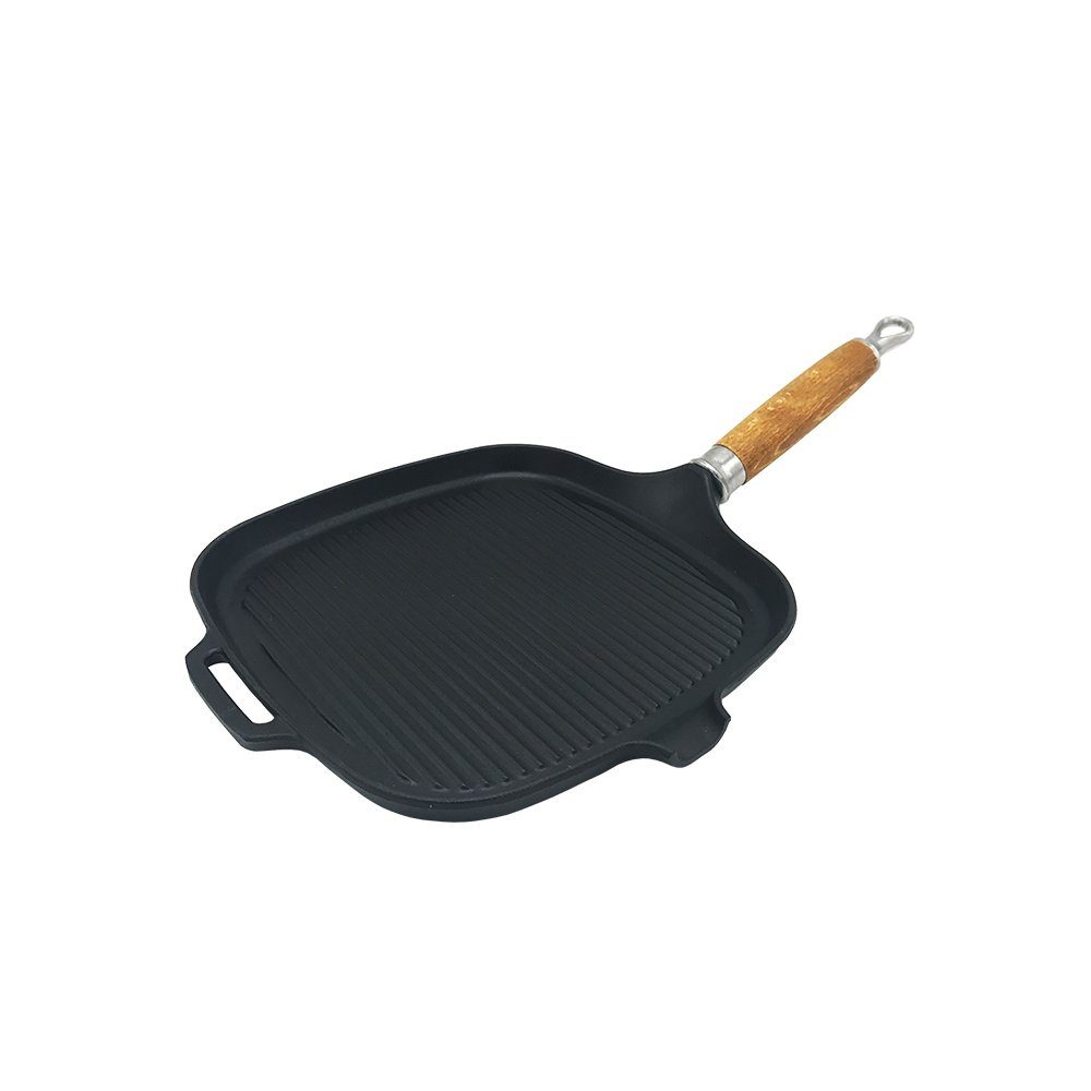 Invicta Grillpfanne Grillpfanne GRIL CARRE MANCHE BOIS, Gusseisen