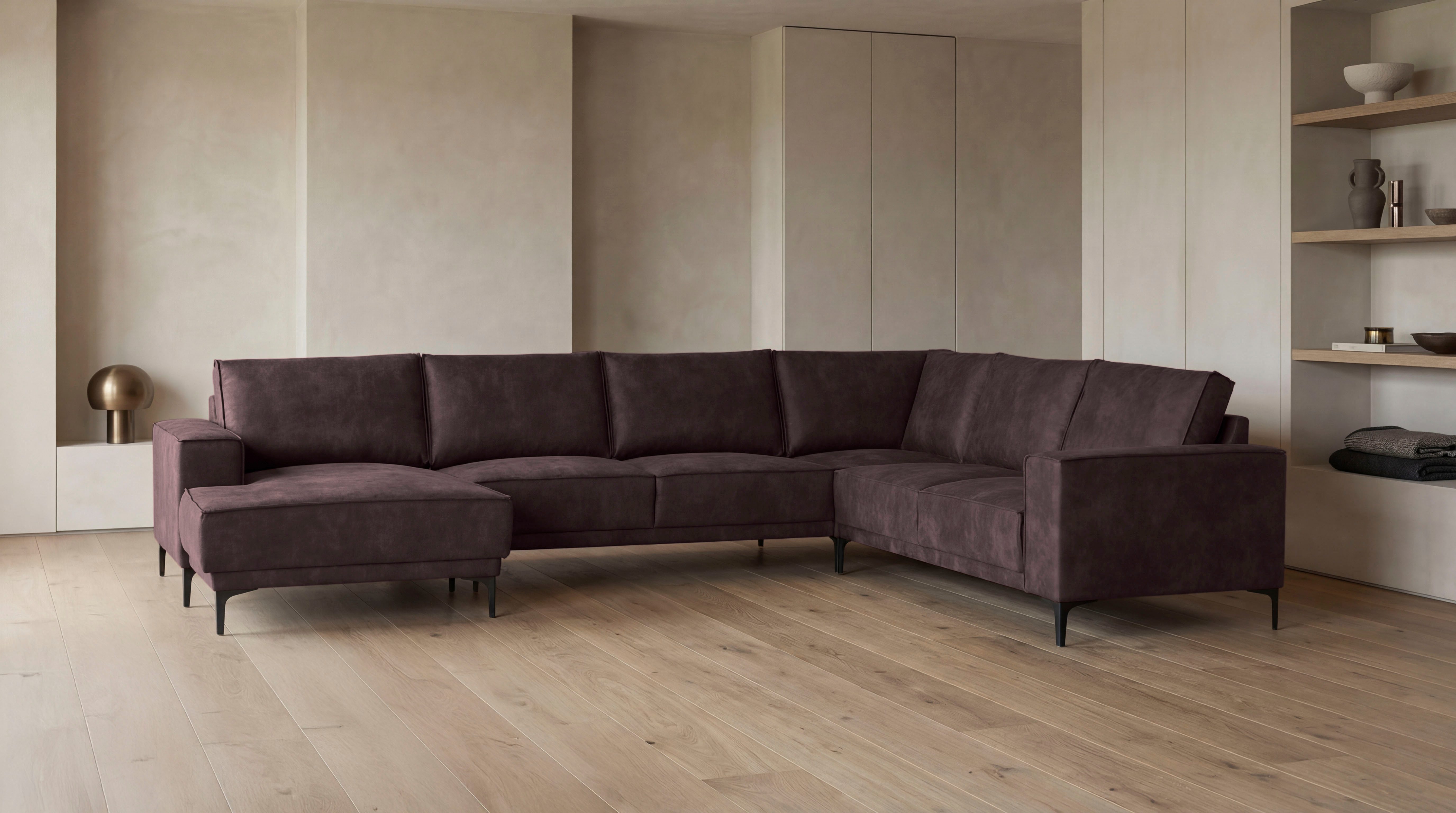 OTTO home Wohnlandschaft OLAND U-Form, XXL, B: 342 cm, Skandi-Design, Skandi-Design in Struktur, Flachgewebe, Luxus-Microfaser, Boucle