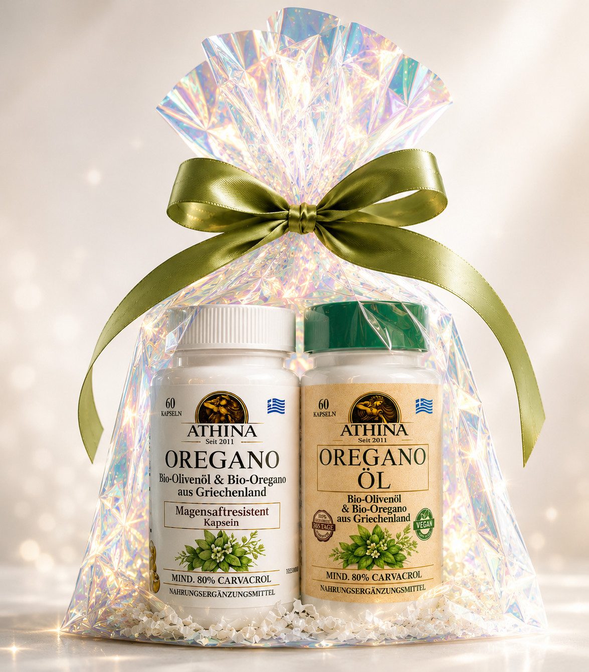 Athina Athina® Oregano Öl Geschenkset – Vegan Bio & Magensaftresistent Kapseln