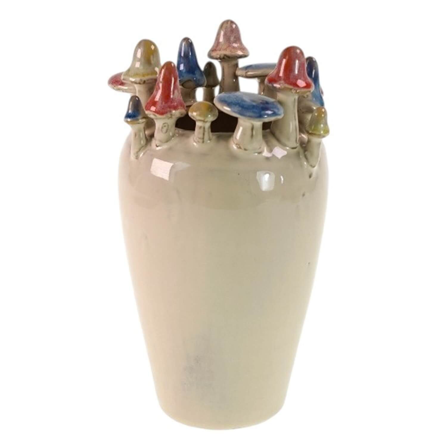 degawo Kugelvase Bezaubernde Vase "Pilze" aus Steingut in weiß Ø 13, H 24,5 cm (1x Vase)