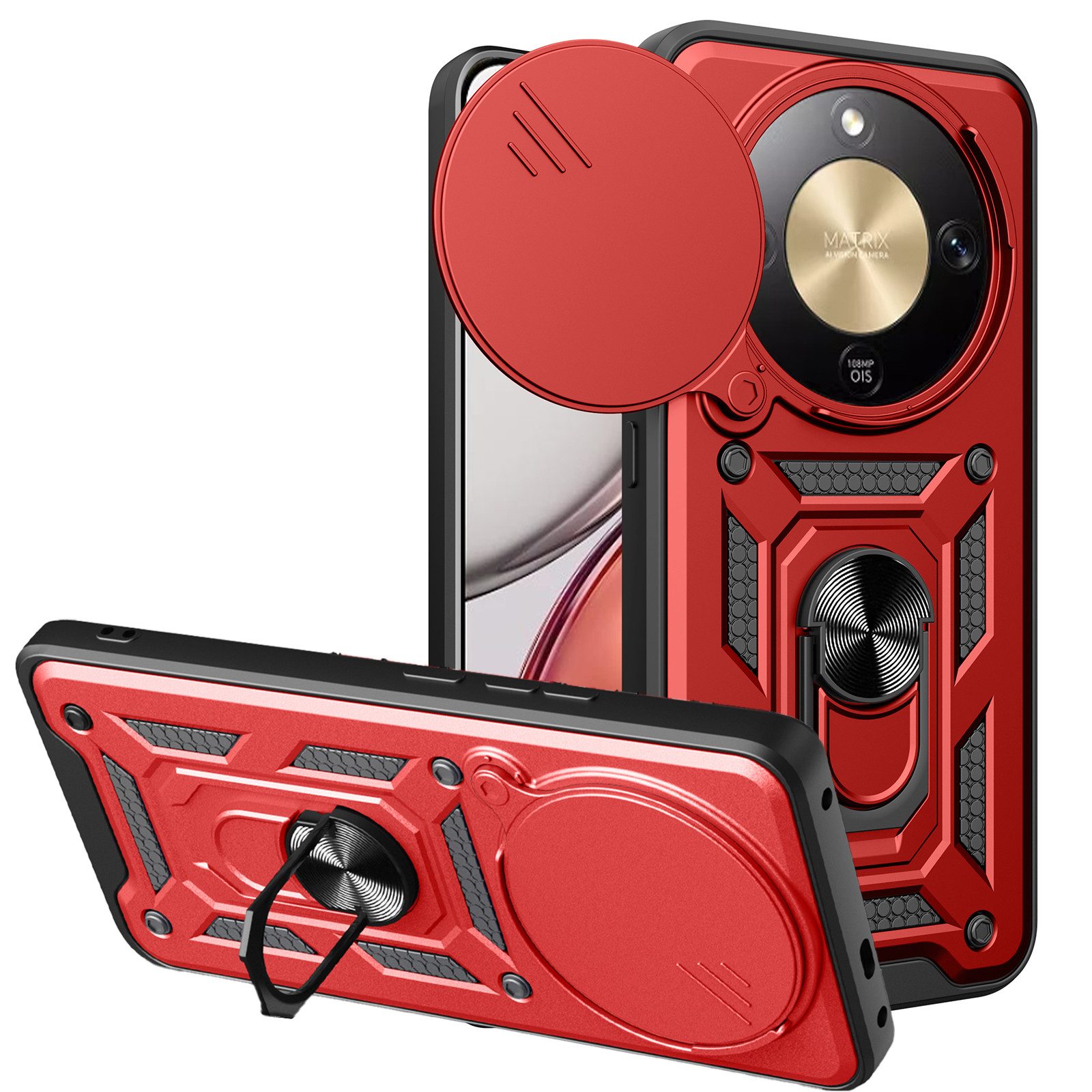 betterfon Handyhülle Panzer Hülle für Honor Magic 8 Lite Outdoor Case mit Kameraschutz, Outdoorhülle mit Ringhalter Smartstand und Silikonkern
