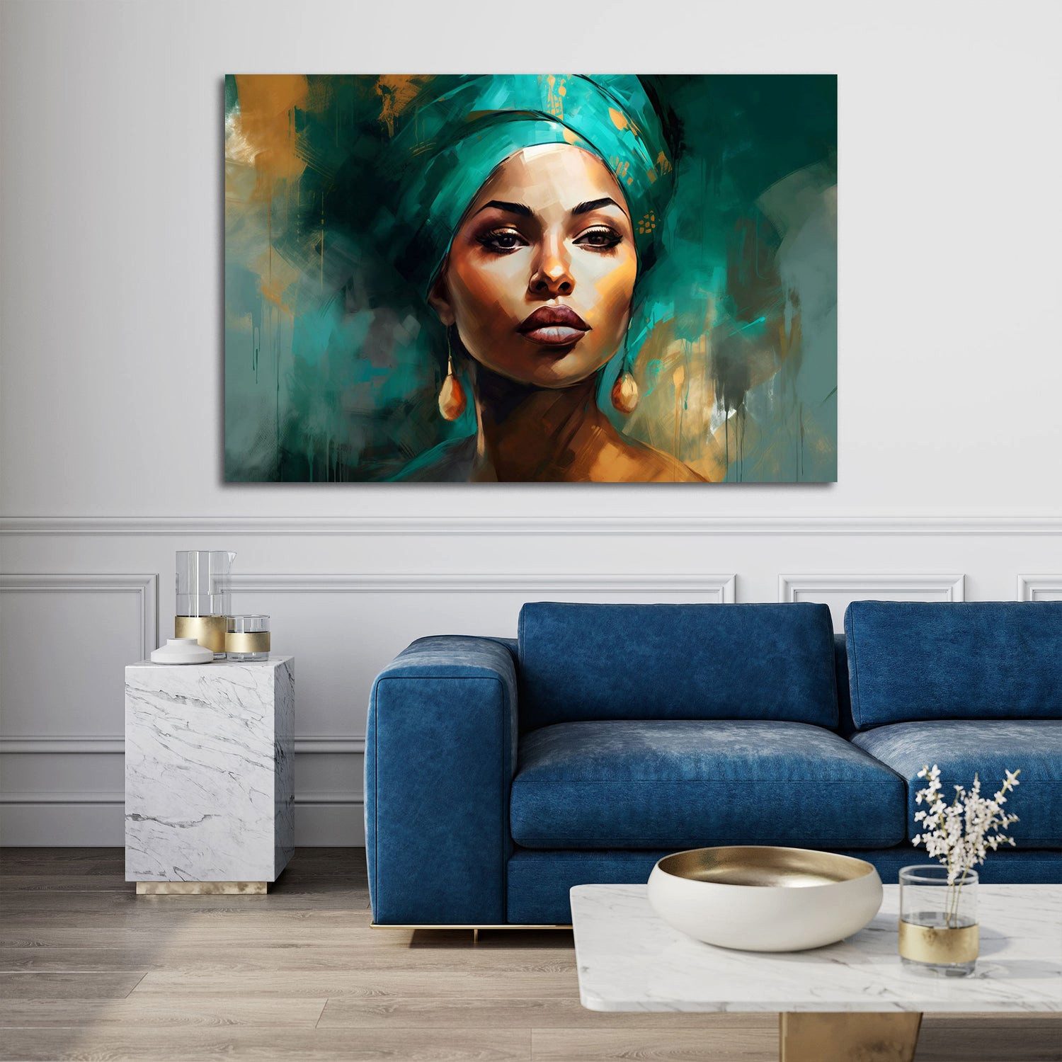 Artedinoi Leinwandbild Wunderschönes Frauenportrait mit Turban Wandbild Leinwandbild Kunstdru, Frau mit Turban, Porträt