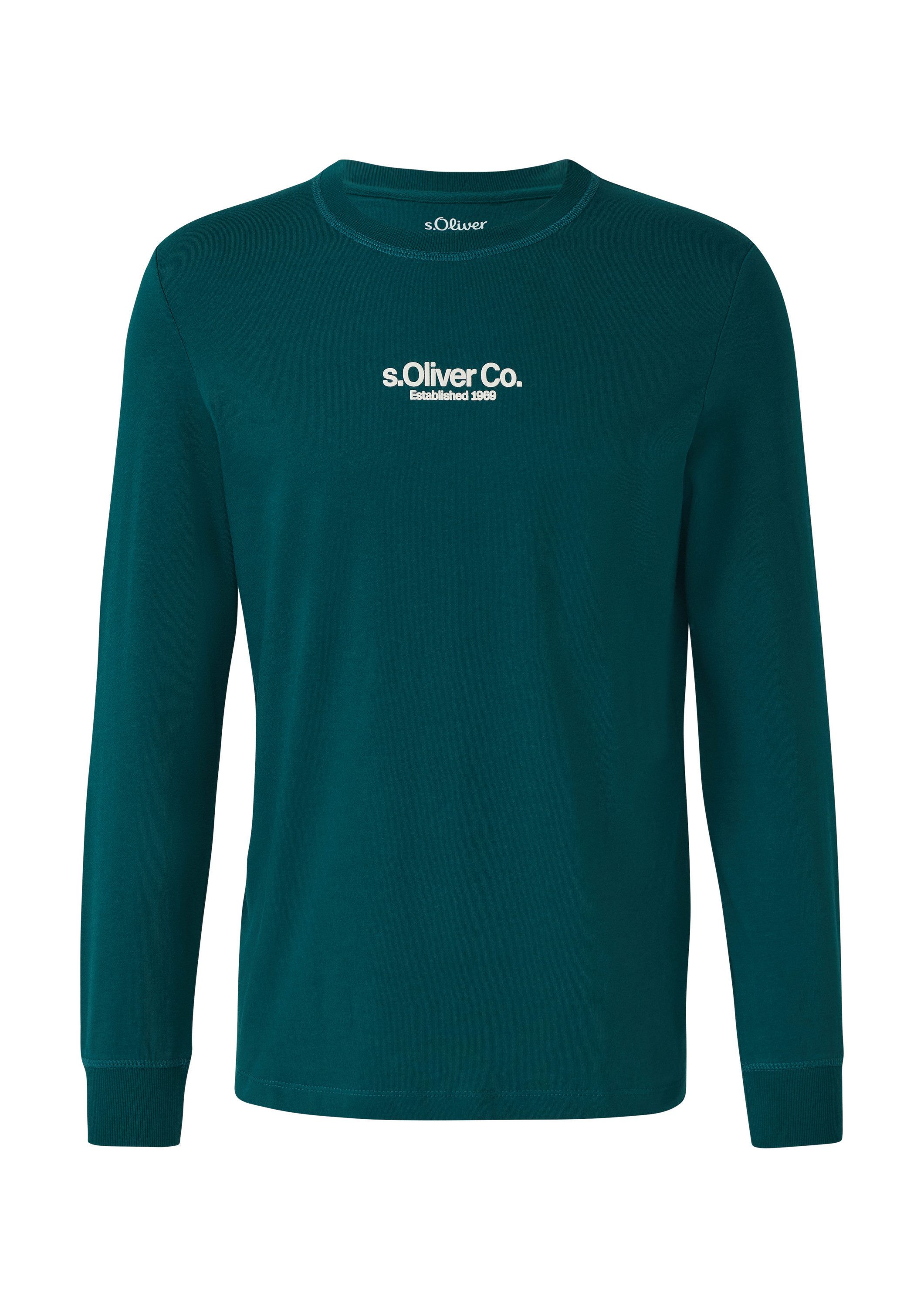s.Oliver Langarmshirt T-Shirt Longsleeve aus Baumwolle mit Rippbündchen und günstig online kaufen